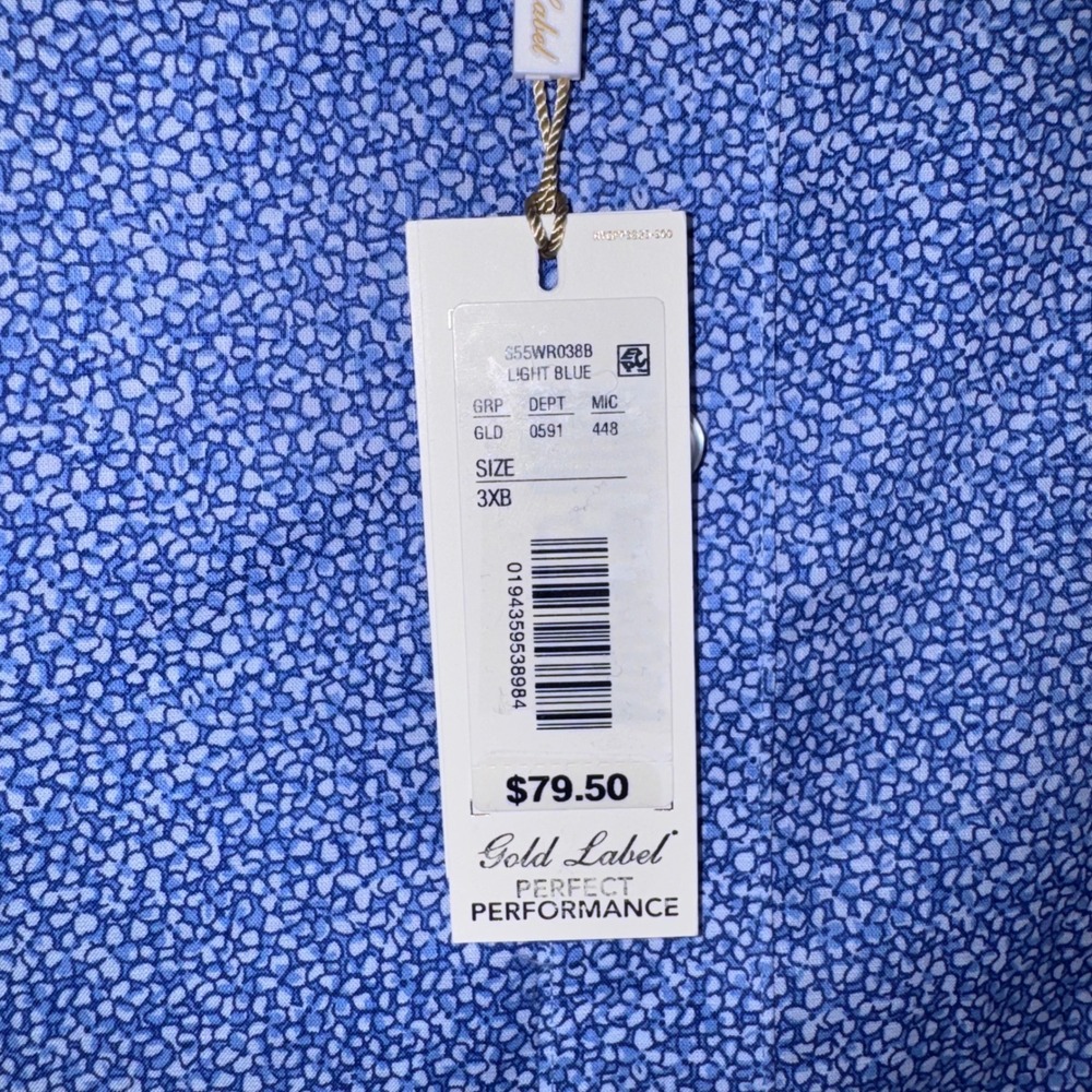 Roundtree & Yorke Gold Label Shirt Mens Stretch Non-Iron Blue 3XB NEW - Picture 5 of 8